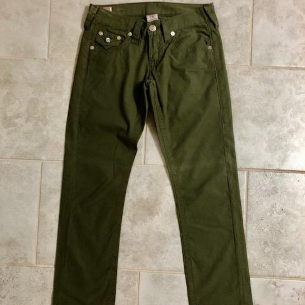 TRUE RELIGION Low-rise Bootleg Army Green Sz 24